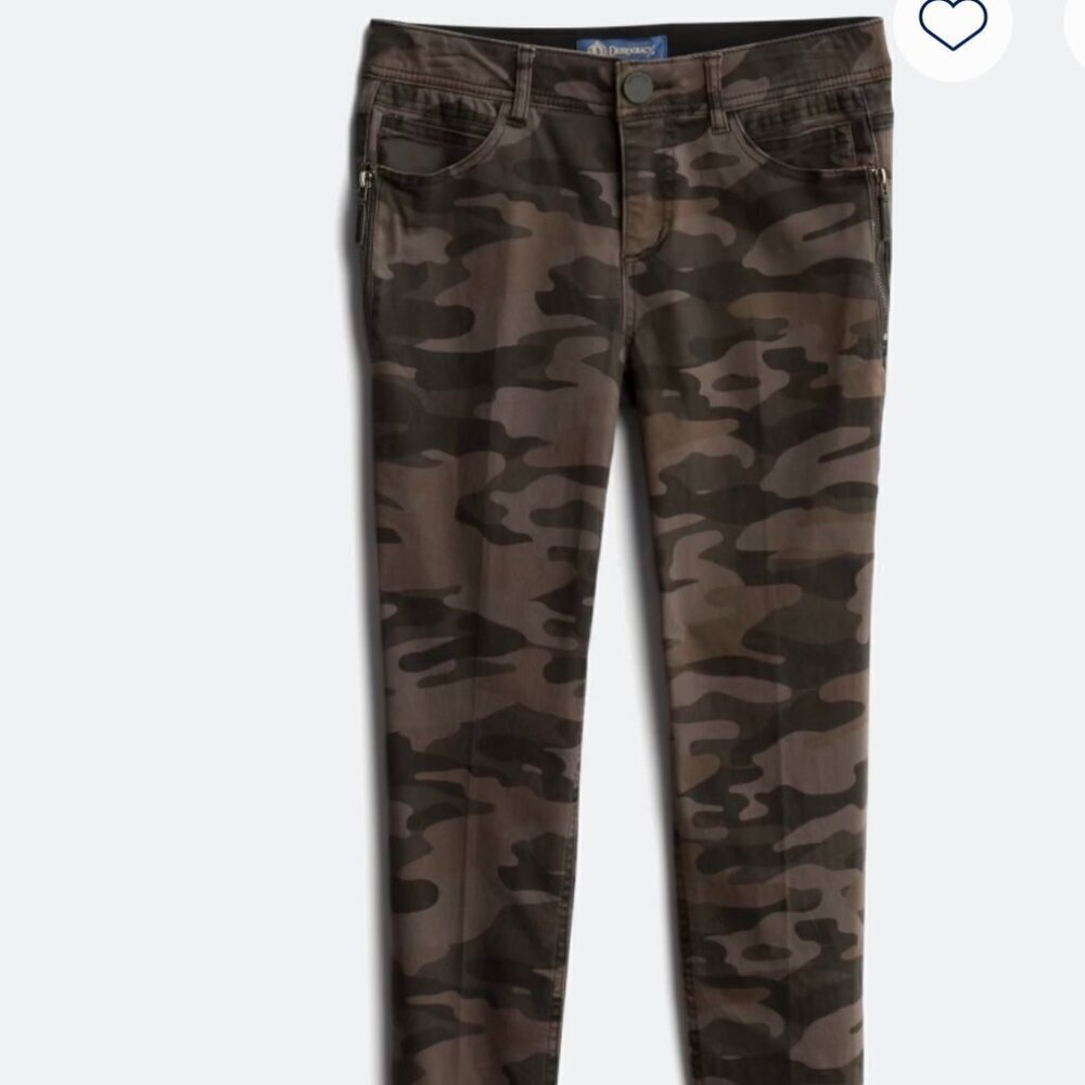 Democracy Martie Ab Solution Camo Side Zip Skinny Pant Size 8 EUC
